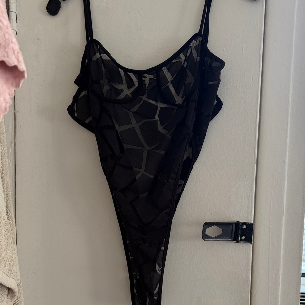 Fashion Nova Black Sheer Bodysuit